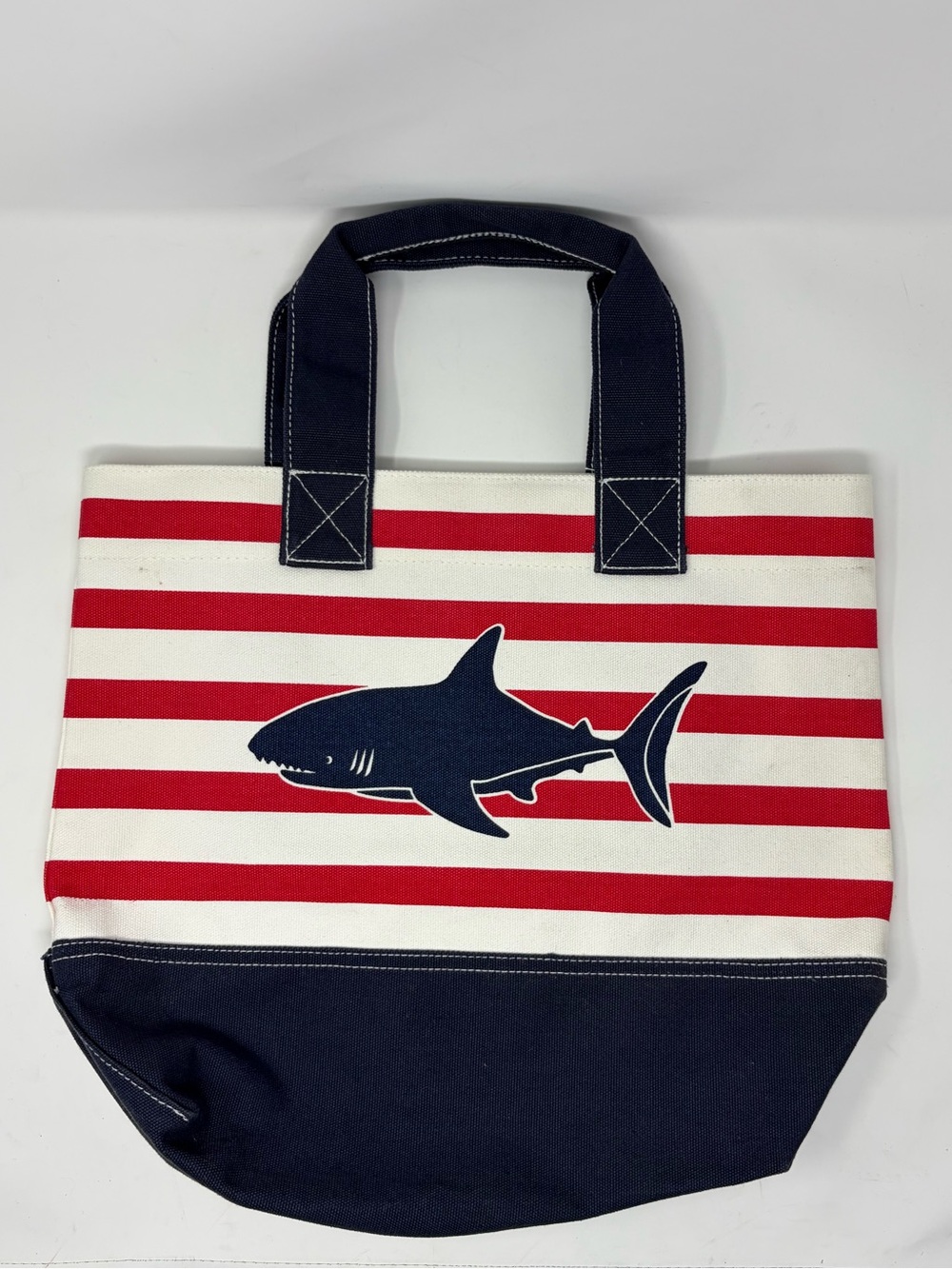 POTTERY BARN KIDS Canvas Tote Bag Red White Blue Stripe Shark Beach America